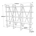 Libreria a parete design moderno metallo scaffali legno 220x34x180cm Batuan Stock