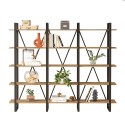 Libreria a parete design moderno metallo scaffali legno 220x34x180cm Batuan Saldi