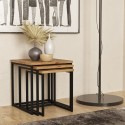 3 tables basses style industriel en bois et métal noir Leron Offre