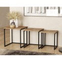 3 tables basses style industriel en bois et métal noir Leron Réductions