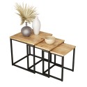 3 tables basses style industriel en bois et métal noir Leron Vente