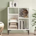 Niedriges Bücherregal in modernem weißen Design 3 Fachböden 69x25x88cm Lydia Angebot
