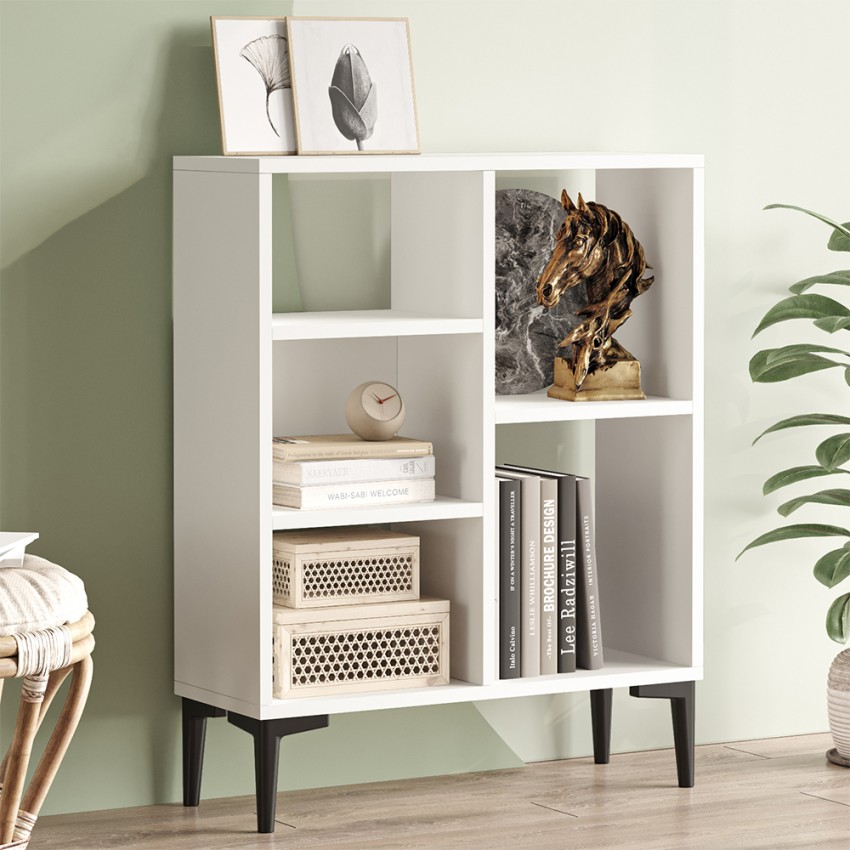 Mobile libreria bassa design moderno bianco 3 scaffali 69x25x88cm Lydia Promozione Mobile libreria bassa design moderno bianco 3 scaffali 69x25x88cm Lydia Promozione