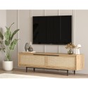 Stehender TV-Schrank 160x36cm Holz 2 Türen Rattan-Effekt Bayeaux Sales