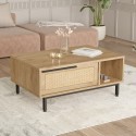 Table basse de salon 90x60cm en bois effet rotin Micheau Remises