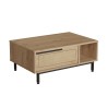 Table basse de salon 90x60cm en bois effet rotin Micheau Vente