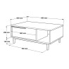 Tavolino salotto 90x60cm in legno anta contenitore effetto rattan Micheau Stock