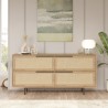 Madia credenza soggiorno cucina in legno 4 ante effetto rattan Dhunnan Offerta