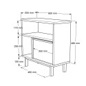 Mobiletto soggiorno 60x26x60cm legno 2 scaffali anta effetto rattan Opoli Scelta