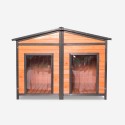 Niche en bois pour chiens taille moyenne 150x79x110 deux entrées Oscar Remises