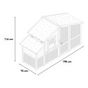 Pollaio galline legno prefabbricato giardino conigliera 198x75x116 Ciky Modello