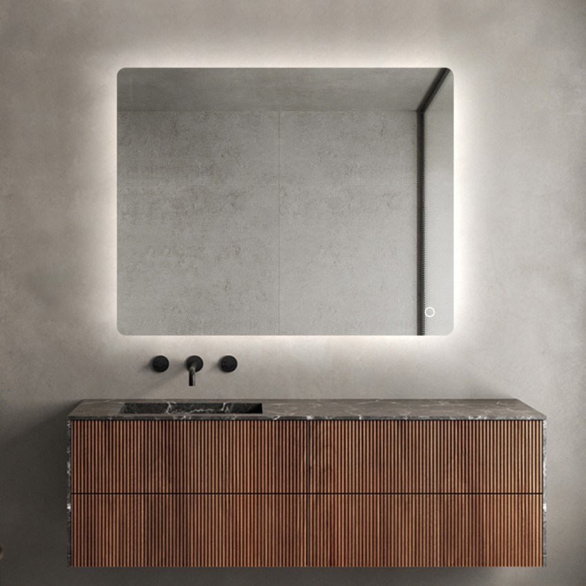 Specchio bagno rettangolare 60x80cm retroilluminato luci led Strokkur M Promozione Specchio bagno rettangolare 60x80cm retroilluminato luci led Strokkur M Promozione