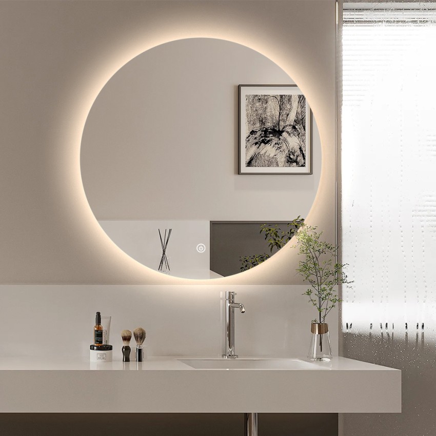 Specchio con luci led da bagno rotondo 60cm retroilluminato Rotorua M Promozione