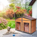 Niche en bois pour chiens taille moyenne 150x79x110 deux entrées Oscar Vente