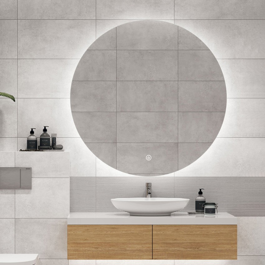 Miroir de salle de bains rond LED 80cm rétroéclairé Rotorua XL Promotion Miroir de salle de bains rond LED 80cm rétroéclairé Rotorua XL Promotion