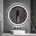 Specchio bagno retroilluminato led rotondo 60cm cornice nera Smidmur M Promozione