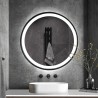 Specchio bagno retroilluminato led rotondo 60cm cornice nera Smidmur M Promozione
