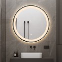 Specchio bagno led rotondo 80cm retroilluminato cornice nera Smidmur XL Promozione