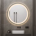 Specchio bagno led rotondo 80cm retroilluminato cornice nera Smidmur XL Promozione