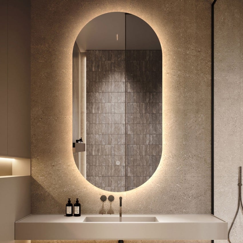 Specchio da bagno led ovale 50x100cm design retroilluminato Konughs L Promozione Specchio da bagno led ovale 50x100cm design retroilluminato Konughs L Promozione