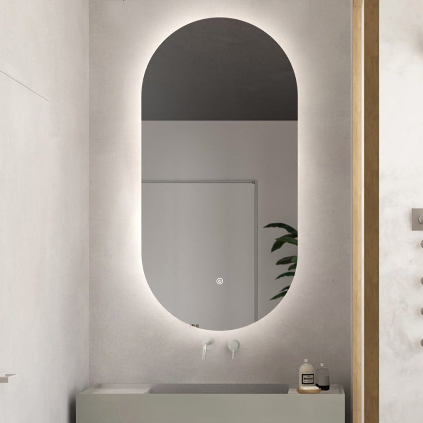Specchio ovale bagno retroilluminato led 60x100cm moderno Konughs XL Promozione Specchio ovale bagno retroilluminato led 60x100cm moderno Konughs XL Promozione