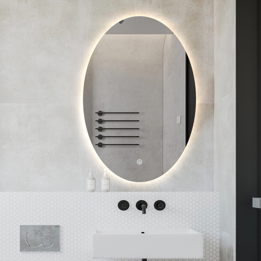 Specchio da bagno ovale moderno led 50x70cm retroilluminato Sodin M Promozione Specchio da bagno ovale moderno led 50x70cm retroilluminato Sodin M Promozione