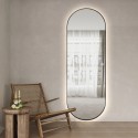 Miroir ovale mural séjour 65x170cm rétroéclairé cadre Reyk Promotion