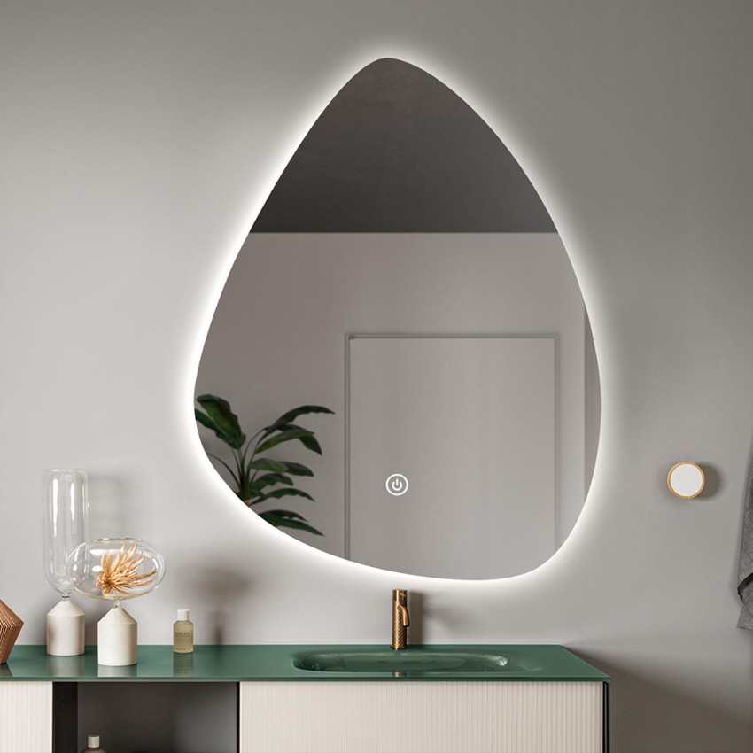 Miroir salle de bain rétroéclairé led design en goutte 70x90cm Vmidur XL Promotion Miroir salle de bain rétroéclairé led design en goutte 70x90cm Vmidur XL Promotion