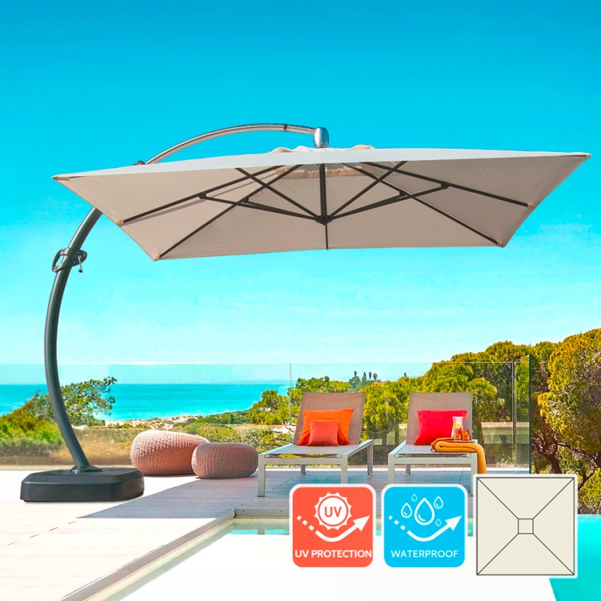 Ombrellone giardino anti uv 3,5x3,5m quadrato braccio alluminio Copenaghen Promozione Ombrellone giardino anti uv 3,5x3,5m quadrato braccio alluminio Copenaghen Promozione