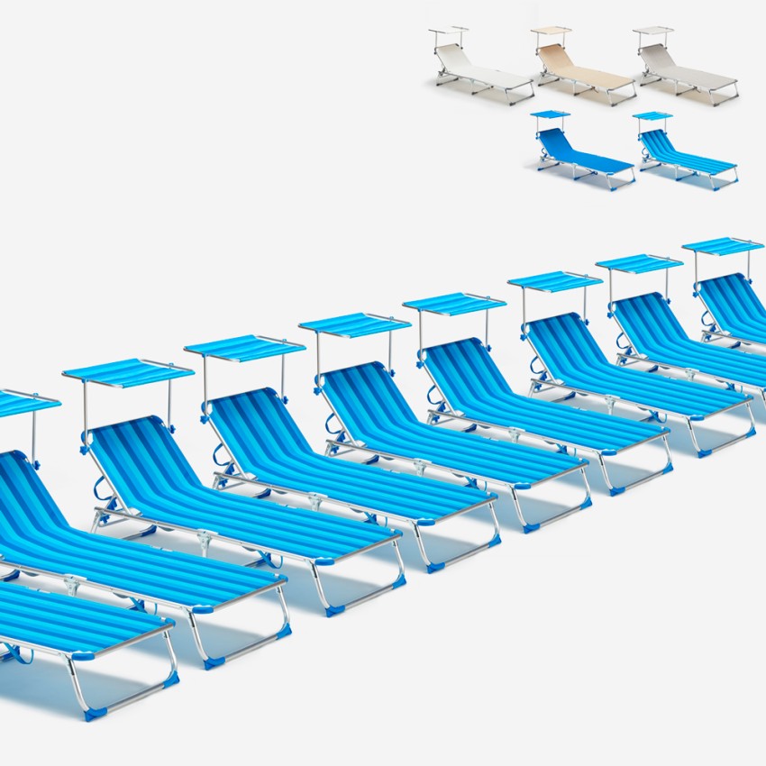 24 Lettini spiaggia mare pieghevoli con tettuccio brandina California Promozione