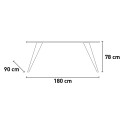 Tavolo da pranzo cucina design moderno 180x90cm gambe in ferro Eagan Modello