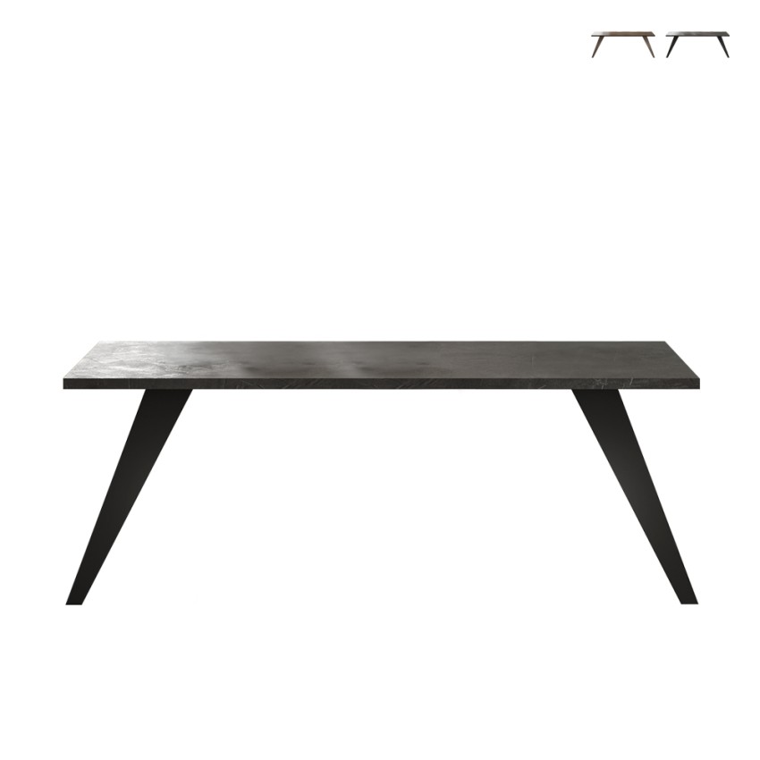 Table à manger en bois 210x90cm moderne cuisine pieds en fer Anuk Promotion Table à manger en bois 210x90cm moderne cuisine pieds en fer Anuk Promotion