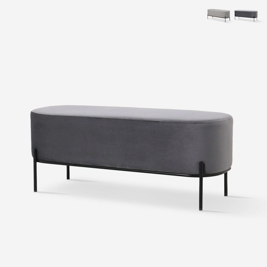 Pouf Fussbank Sitzbank Eingangsbereich Design aus grauem Samtstoff Monet Aktion Pouf Fussbank Sitzbank Eingangsbereich Design aus grauem Samtstoff Monet Aktion