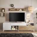 Modernes Design TV-Schrank weiß Holz Schublade 2 Türen 241x42x94cm Clere Modell