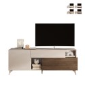 Mobile porta TV bianco legno moderno cassetto 2 ante 181x42x67cm Edwin Saldi