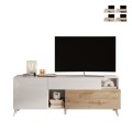 Mobile porta TV bianco legno moderno cassetto 2 ante 181x42x67cm Edwin Promozione
