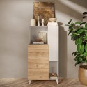 Mobile contenitore madia credenza cucina bianca legno 2 scaffali Jowna 