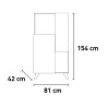Mobile contenitore madia credenza cucina bianca legno 2 scaffali Jowna 