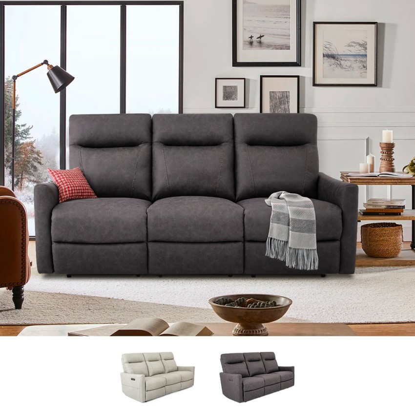 Sofa 3-Sitzer elektrisch verstellbar relax 2 USB in Kunstleder Jovit Verkauf Sofa 3-Sitzer elektrisch verstellbar relax 2 USB in Kunstleder Jovit Verkauf