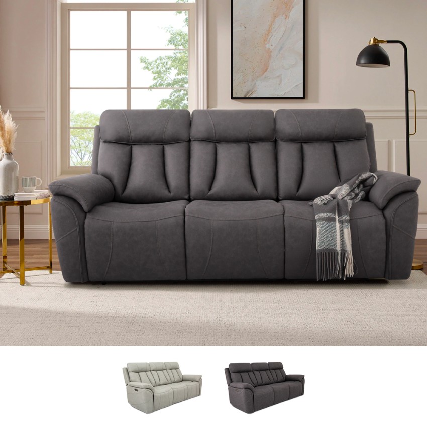 Canapé 3 places relax électrique dossier inclinable 2 port USB moderne Savys Promotion Canapé 3 places relax électrique dossier inclinable 2 port USB moderne Savys Promotion