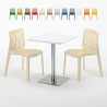 Tavolino Quadrato 60x60 cm Top Bianco con 2 Sedie Colorate Gruvyer Hazelnut Vendita