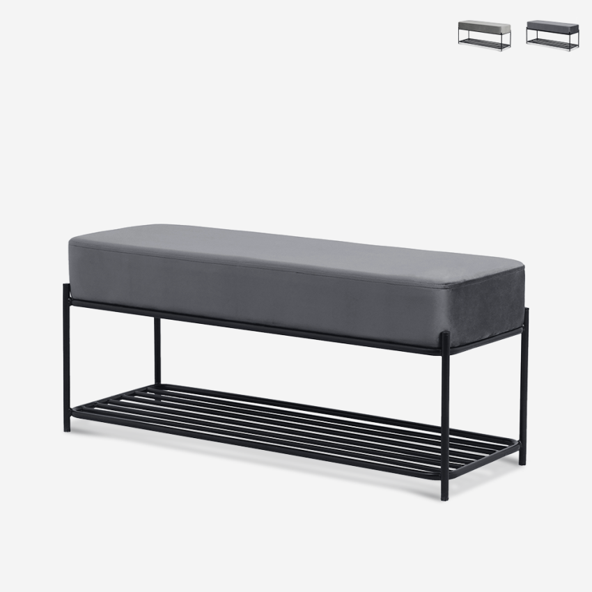 Sitzbank Schuhregal Eingang modernes Design Schwarz Samt Grau Degas Aktion Sitzbank Schuhregal Eingang modernes Design Schwarz Samt Grau Degas Aktion