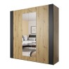 Armadio 2 ante scorrevoli specchio legno rovere nero 200x64x213 Cadoc Vendita