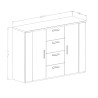 Cassettiera credenza legno rovere naturale 2 ante 4 cassetti nero Gael Offerta