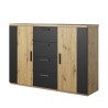 Cassettiera credenza legno rovere naturale 2 ante 4 cassetti nero Gael Vendita