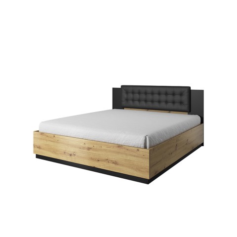 Schwarzes Eichenholz 140x200cm Französisches Bett mit Staukasten Seuvard Aktion