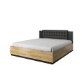 Letto matrimoniale contenitore 160x200cm legno testiera nera Horton Promozione