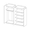 Armadio guardaroba 4 ante specchio legno rovere grigio 228x58x214 Morvel Saldi