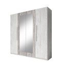 Armadio guardaroba 4 ante specchio legno rovere grigio 228x58x214 Morvel Vendita