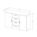 Cassettiera camera da letto madia 4 cassetti 2 ante legno bianco Forsy Offerta